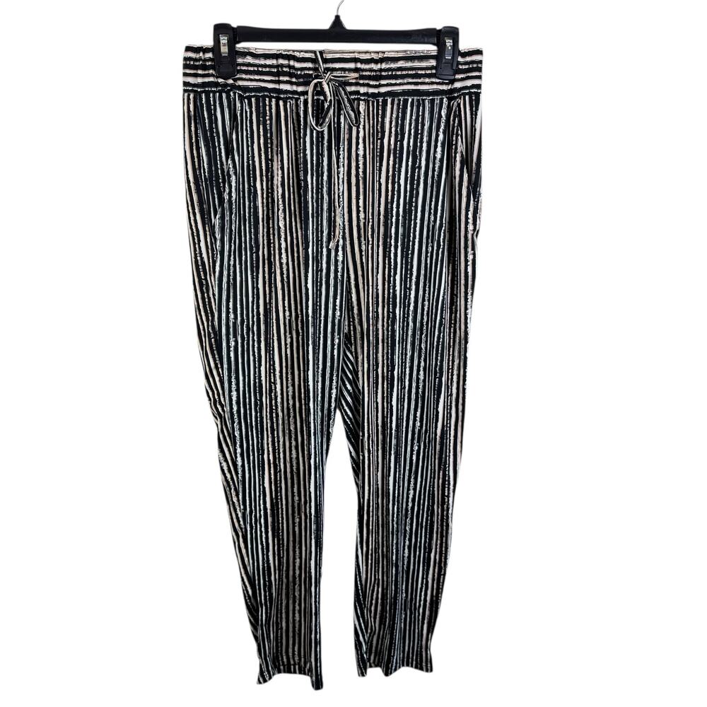 Robert Louis Striped Drawstring Straight Leg High Rise Stretchy Pull On Pants M